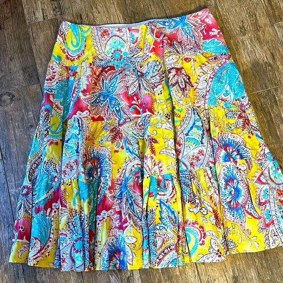 Lauren Ralph Lauren Women's Linen Skirt Geometric Hippie Colorful XL - Picture 1 of 6